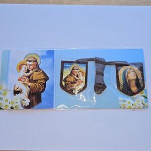 Religious Scapular with Saint Anthony Image Prayer Card New In Package